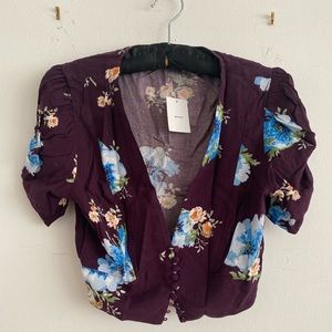 Purple Floral Cropped Top!